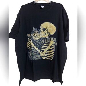 Cat and Skeleton Graphic T-Shirt Various Sizes Unisex